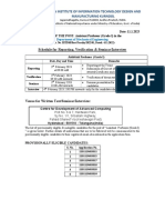 Schedule For Reporting, Verification & Seminar/Interview