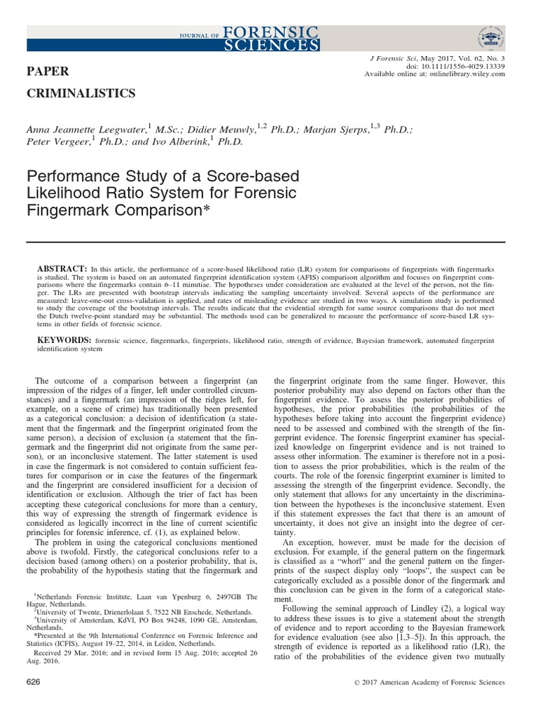 Leegwater Et Al-2017-Journal of Forensic Sciences | PDF | Fingerprint ...