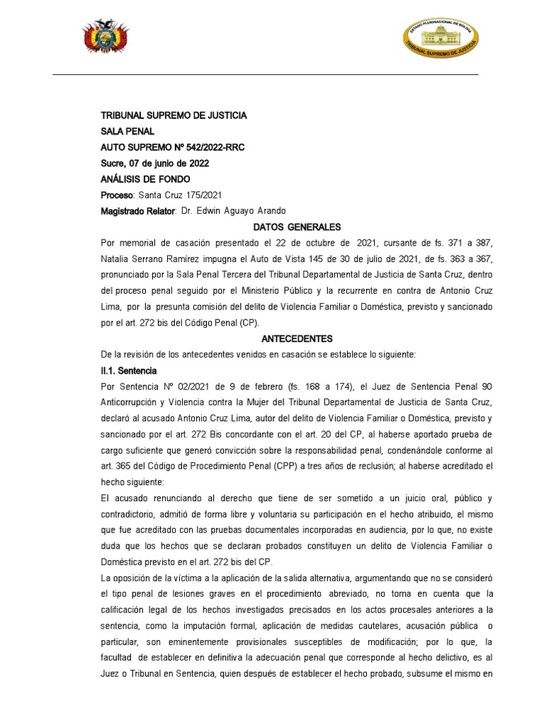 As 542-2022 | PDF | Sentencia (ley) | Derecho penal