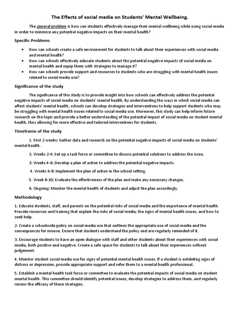 Social Media's Impact on Student Wellbeing | PDF | Mental Health ...