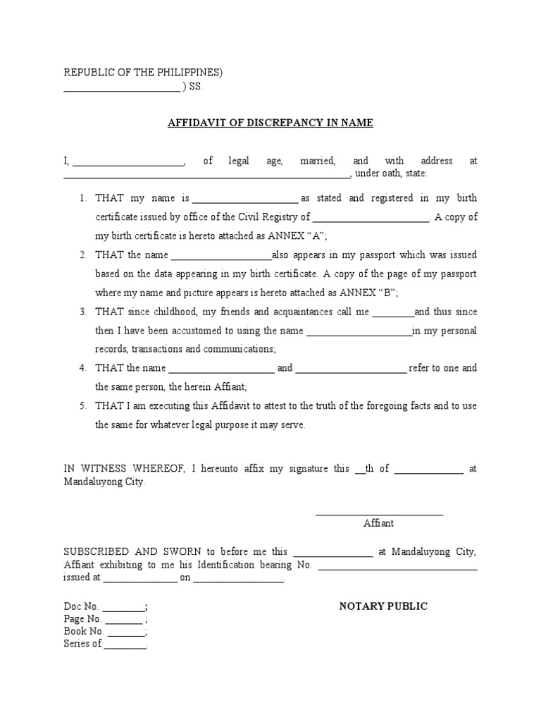 Affidavit of discrepancy name pdf
