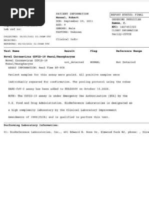 Covid 19 Test Results