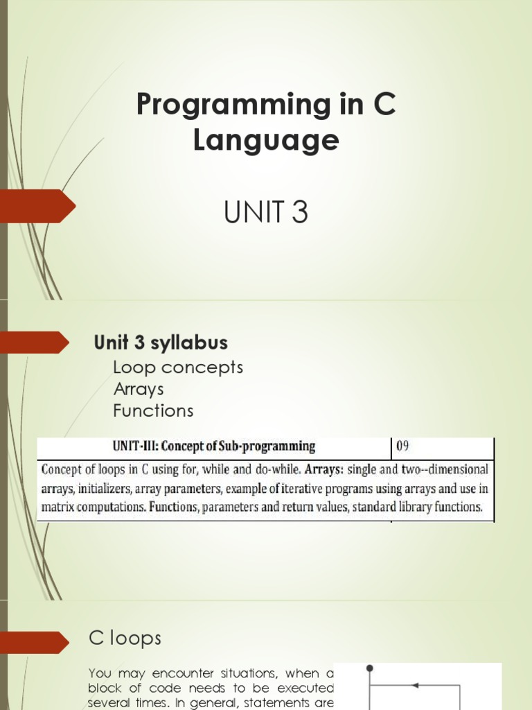 C Programming UNIT 3.1 Loops | PDF | Control Flow | Computer Science