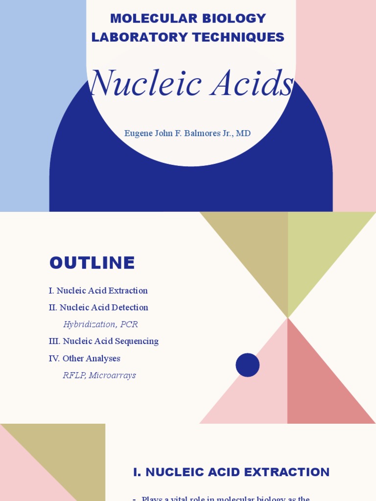 Molecular Biology Laboratory Techniques NUCLEIC ACIDS PDF Dna