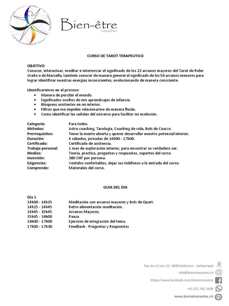 Curso De Tarot Terapeutico Pdf Arcanos Mayores Tarot