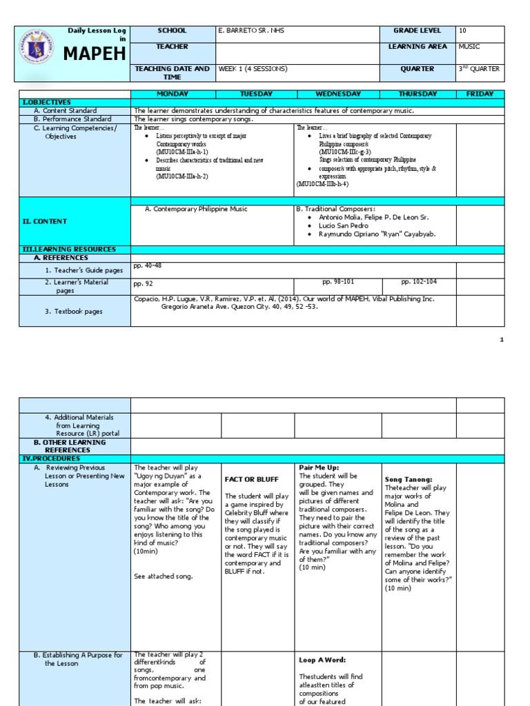 Grade 10 DLL | PDF | Learning | Teachers