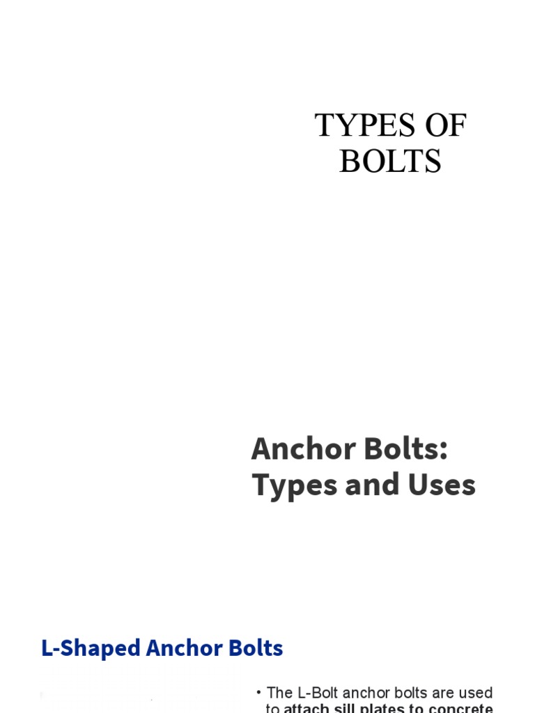 Types of Bolts PDF