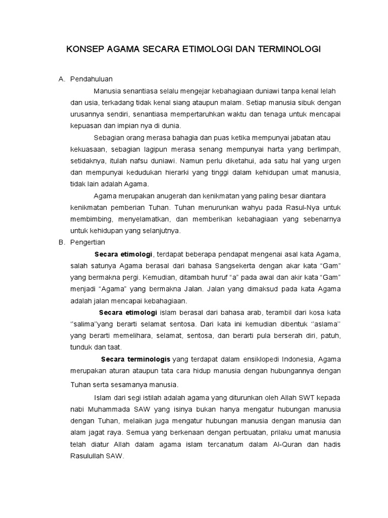 Konsep Agama Secara Etimologi Dan Terminologi | PDF
