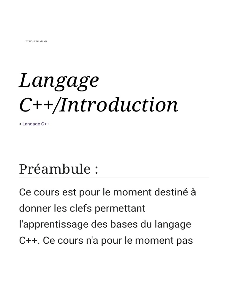 Introduction au langage C++ | PDF | Théorie du calcul | Notation ...
