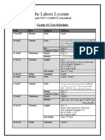 Class 10 Test Schedule.