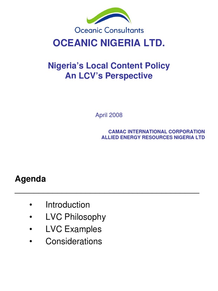 Nigeria's Local Content Policy Overview | PDF | Nigeria | Economies