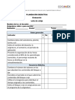 Evaluación Planeación Didáctica (Lista de Cotejo)