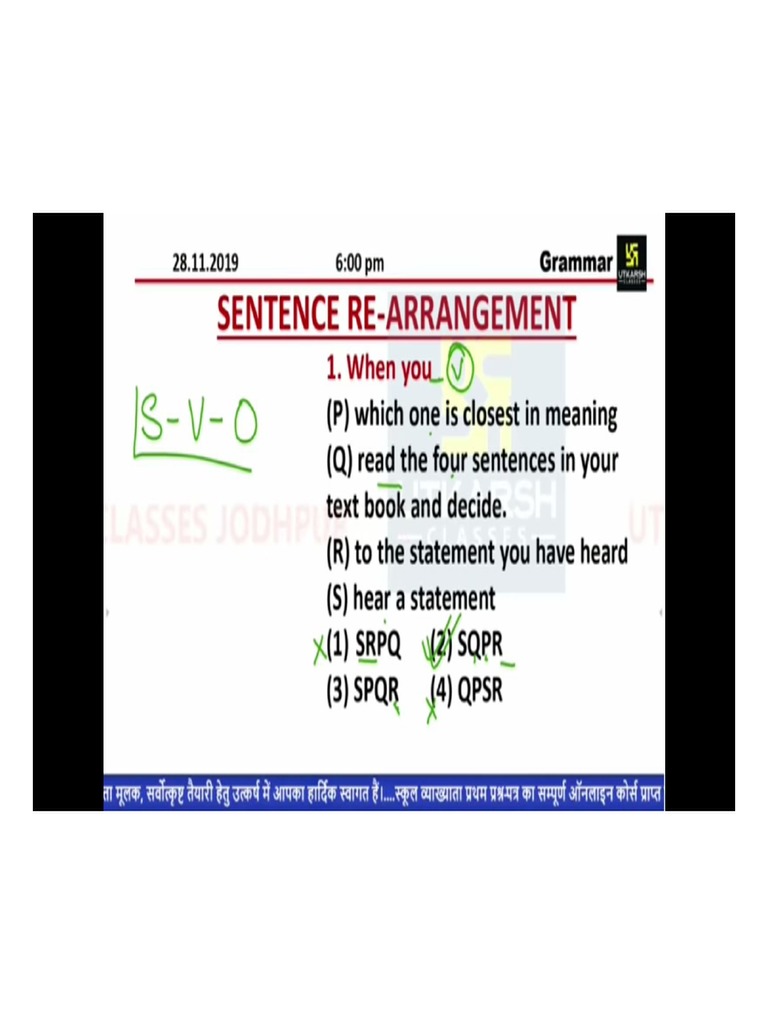 Sentence Rearrangement PDF