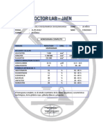 Resultados de análisis clínicos de paciente femenina de 20 años