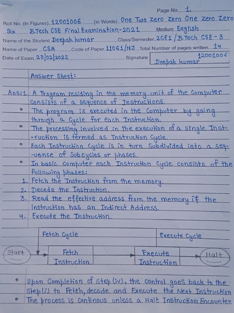 Instruction Cycle in Computer System Architecture CSE PDF Digital
