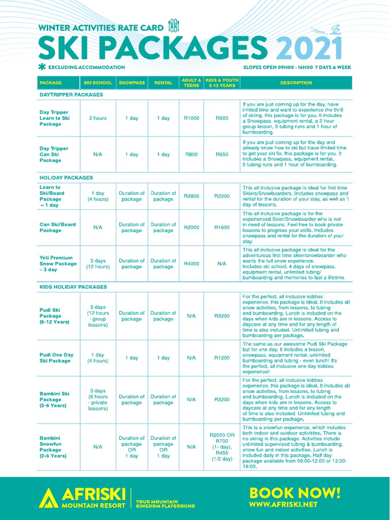 Afriski Ski Packages Rate Card A4 WEB PDF