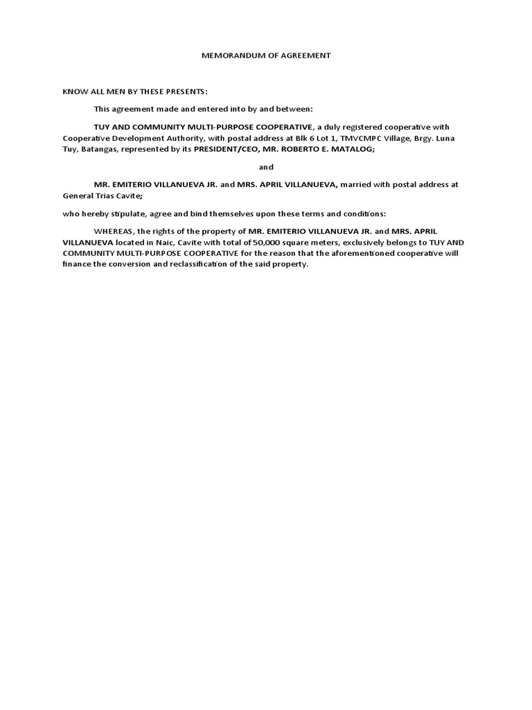 Agreement for Property Reclassification | PDF