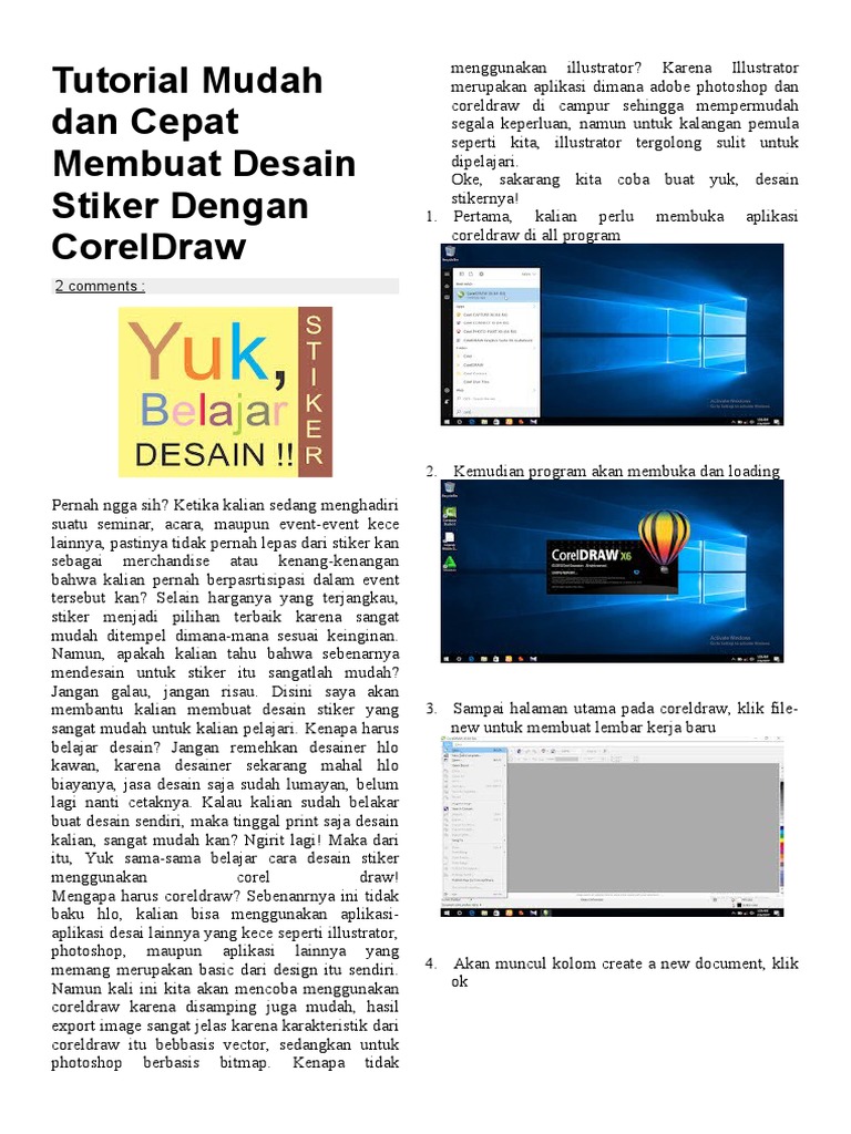 Tutorial Mudah Dan Cepat Membuat Desain Stiker Dengan Coreldraw Pdf