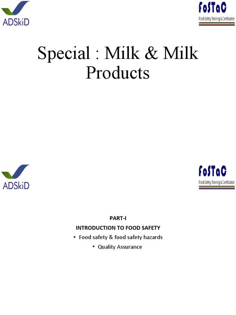 Milk & Milk Products PDF Milk Food Safety