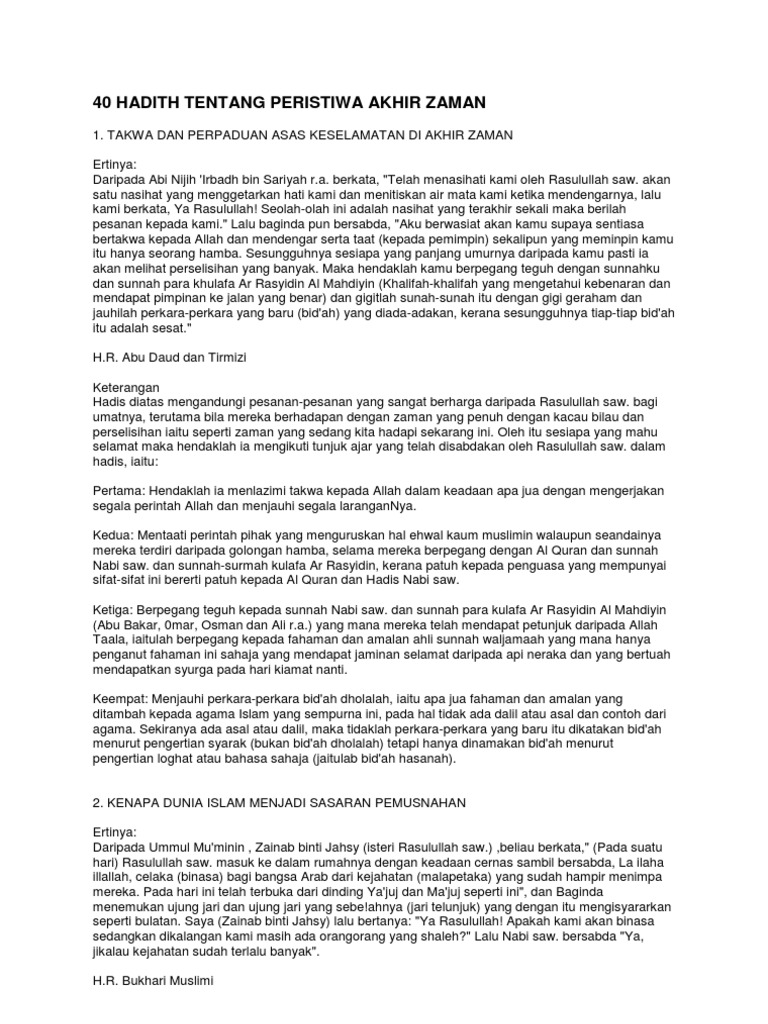 40 Hadith Tentang Peristiwa Akhir Zaman Pdf