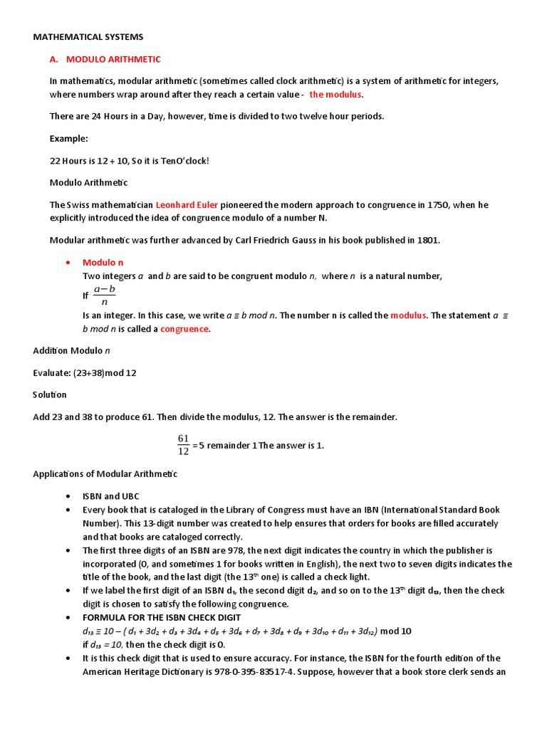 Modulo Number Theory