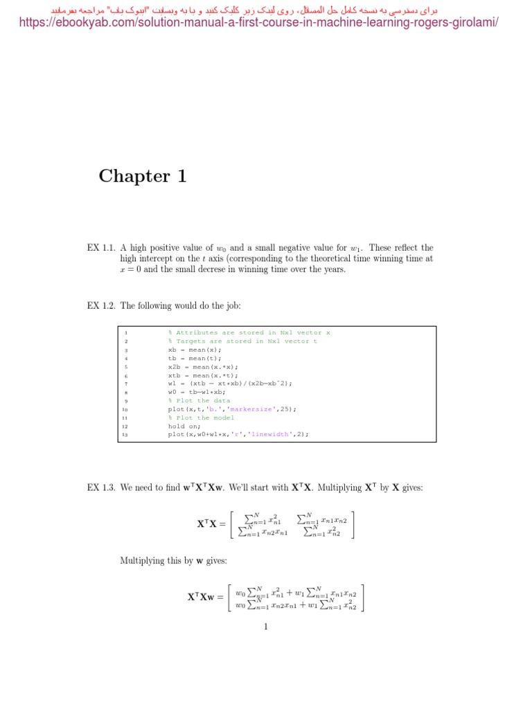 Machine Learning Exercises Solutions | PDF | Matrix (Mathematics ...