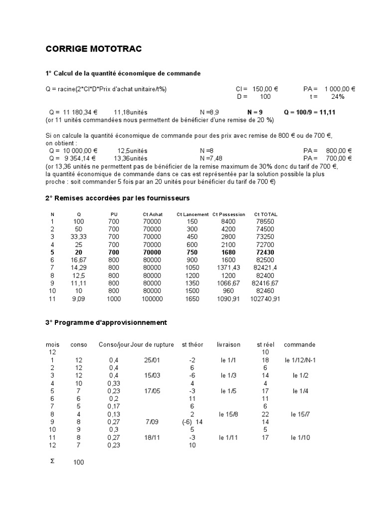 Calcul de la quantité économique de commande | PDF | Technologie et ...