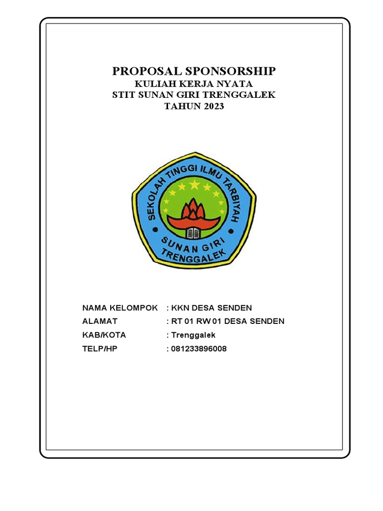 Proposal Sponsorship KKN STIT Sunan Giri | PDF