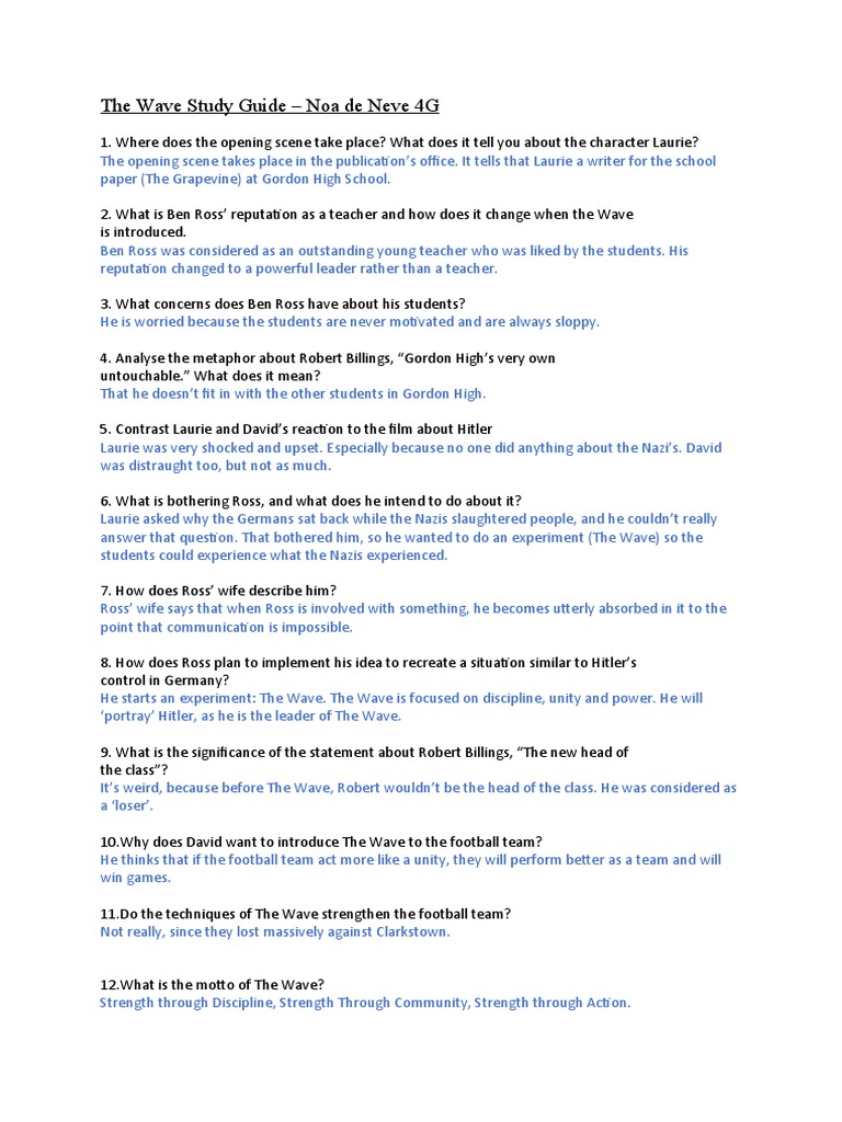 The Wave Study Guide Overview | PDF | Social Science | History