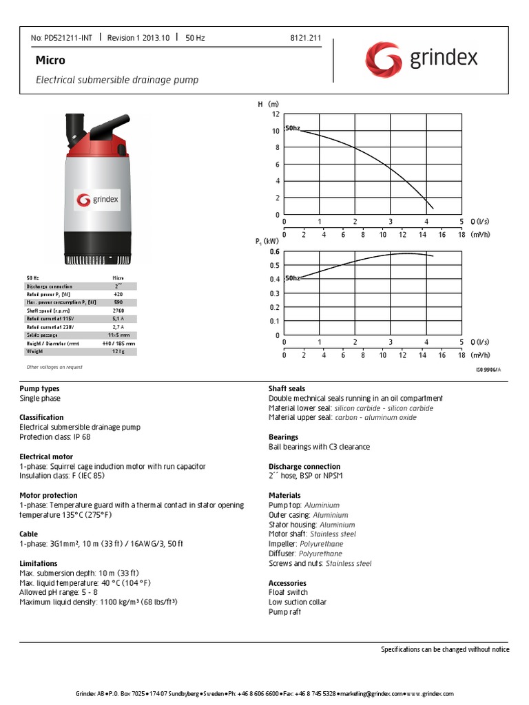 50 Hz Electrical Submersible Pump Specs | PDF | Pump | Electric Motor