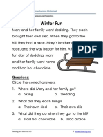 Reading Comprehension Story Winter Fun