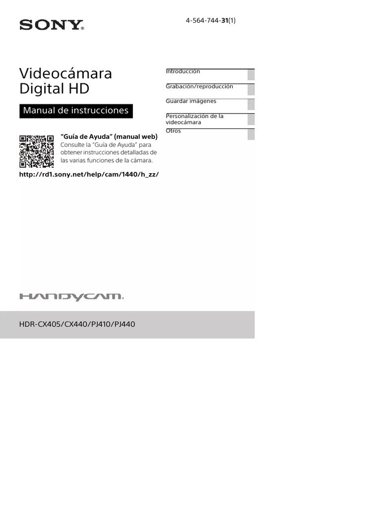 Manual Sony HDRCX405 (Español 32 Páginas) PDF