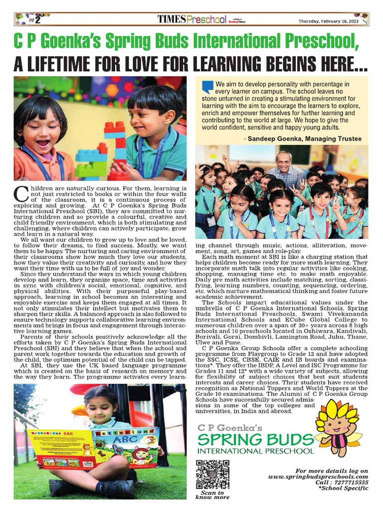 CP Goenkas Spring Buds International School | PDF