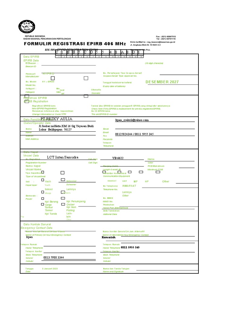 Fomulir Epirb | PDF