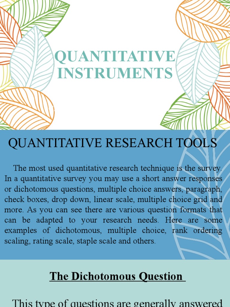 Quantitative Instrument PDF Data Multiple Choice