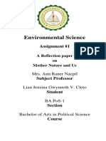 Cleto Lian Jensina Gwynneth v. Reflection Paper On Mother Nature and Us BA PoS 1