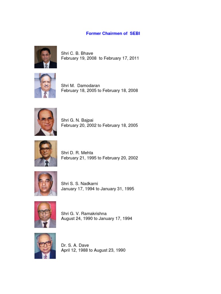 SEBI Former Chairmen & Members List | PDF