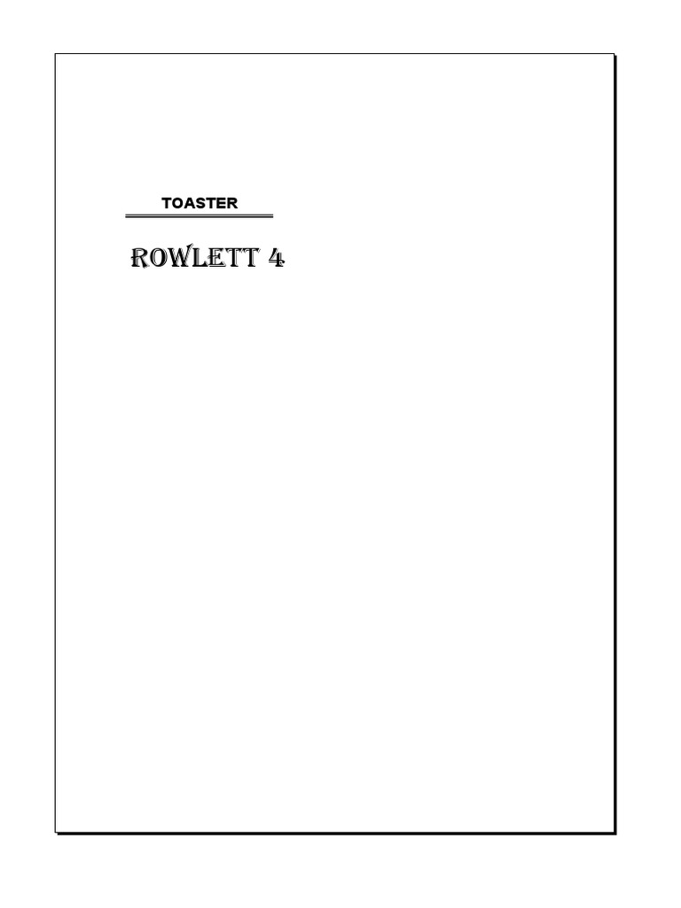 Rowlett Toaster User Manual | PDF | Switch | Safety