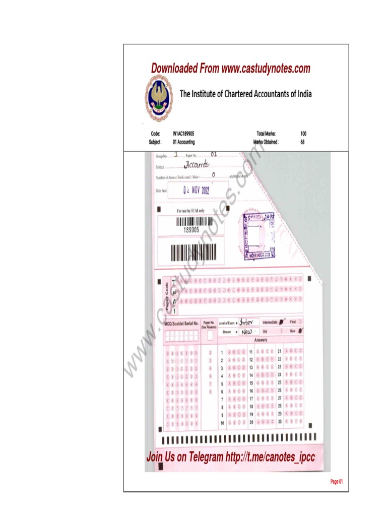 CA Inter Accounting Marks Breakdown | PDF