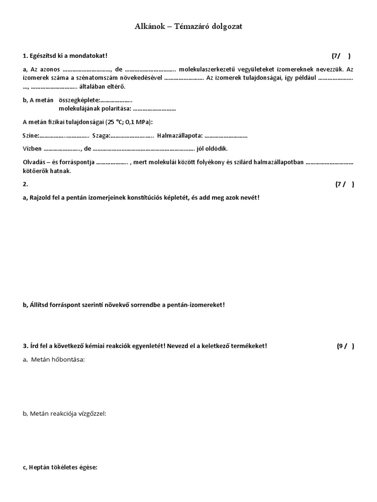Alkánok TZ | PDF