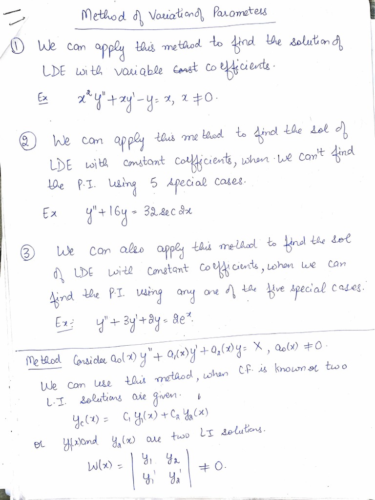 Method of Variation of Parameters | PDF