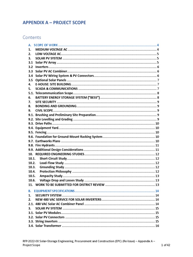 Solar+Storage EPC Project Scope RFP | PDF | Photovoltaics | Power Inverter