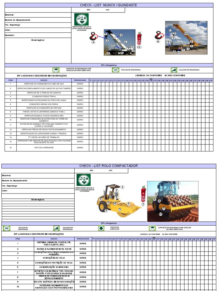 Check-List Equipamentos e Máquinas | Download grátis PDF | Bens ...