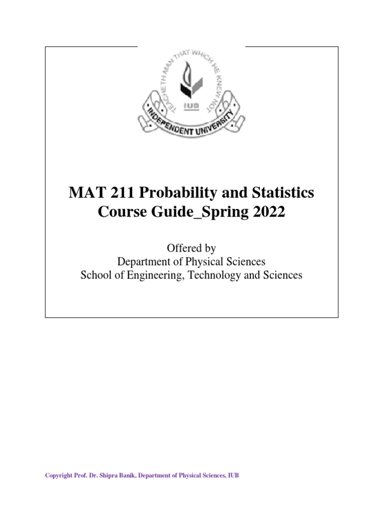 MAT 211 CourseGuide - Lecture Notes - Spring - 2022 | PDF | Level Of ...