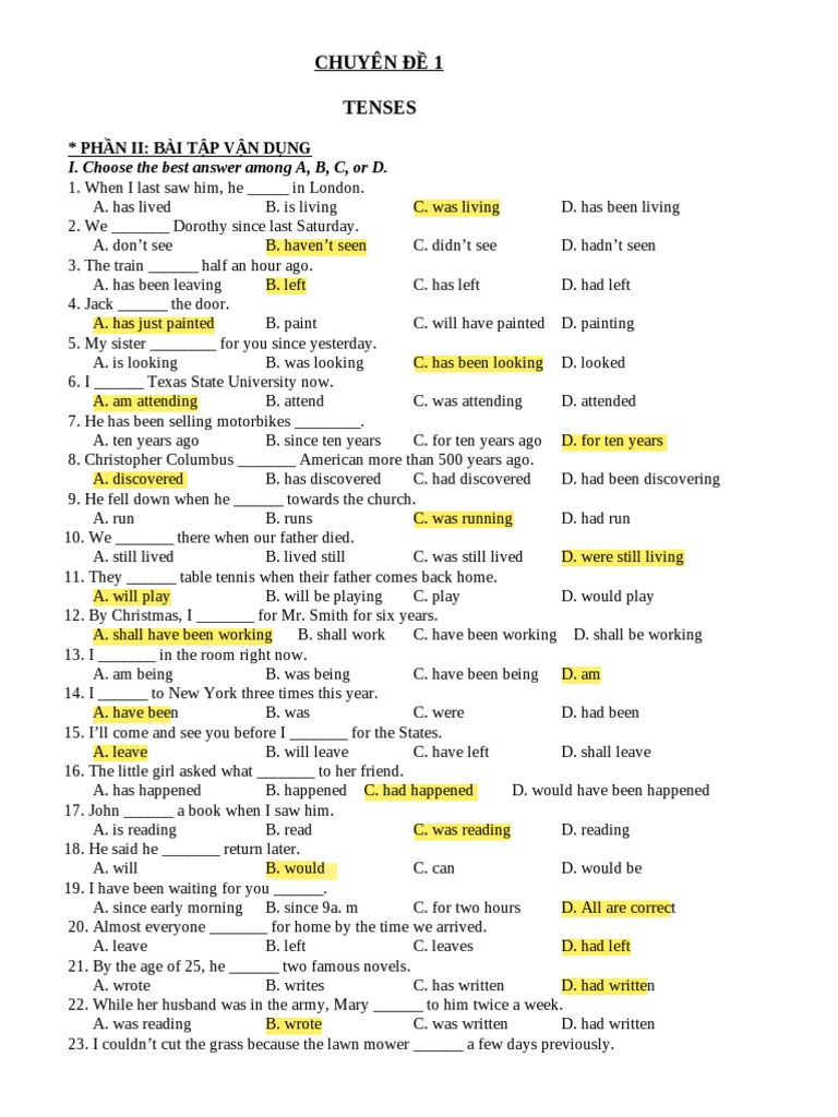 English Tenses Practice | PDF