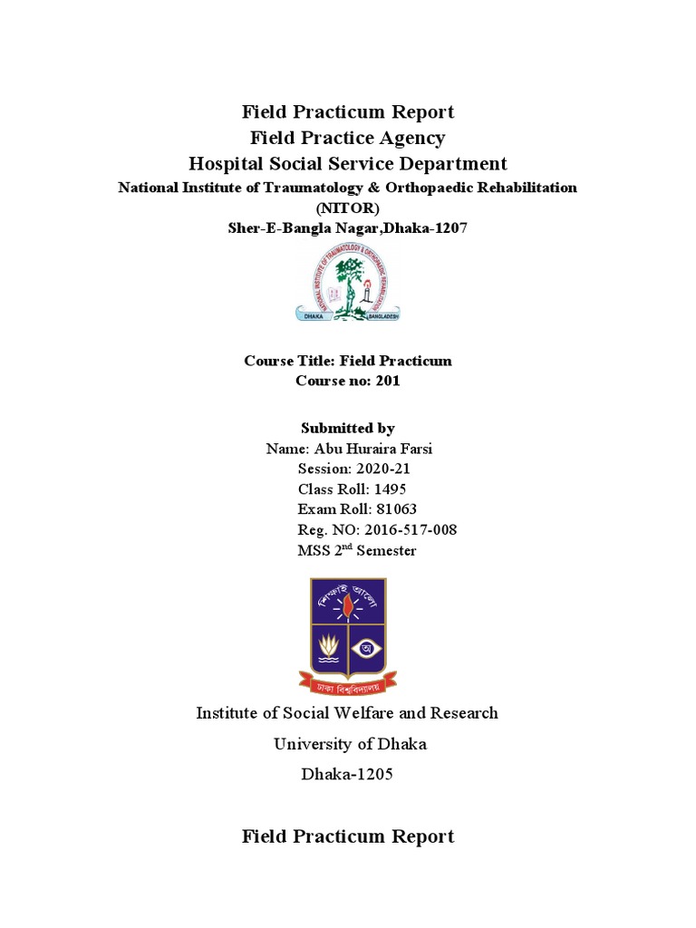 NITOR Field Practicum Report 2022 | PDF | Social Work | Health Care