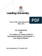 An Analysis of Country Profile For International Business Environment A Case Study of Bhutan