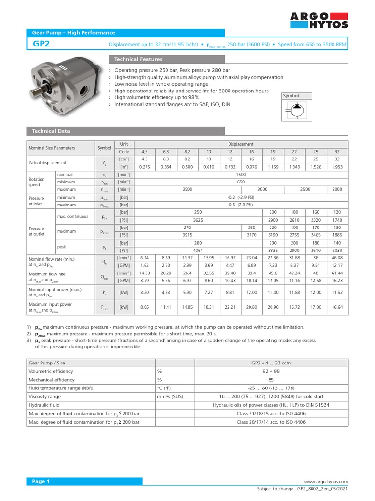 Datasheet GP2 Ha8002 EN | PDF | Pump | Manufactured Goods