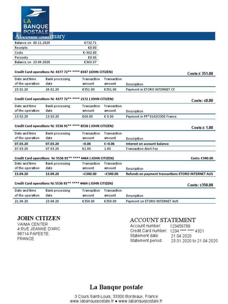 France La Banque Postale | PDF | Credit Card | Payments