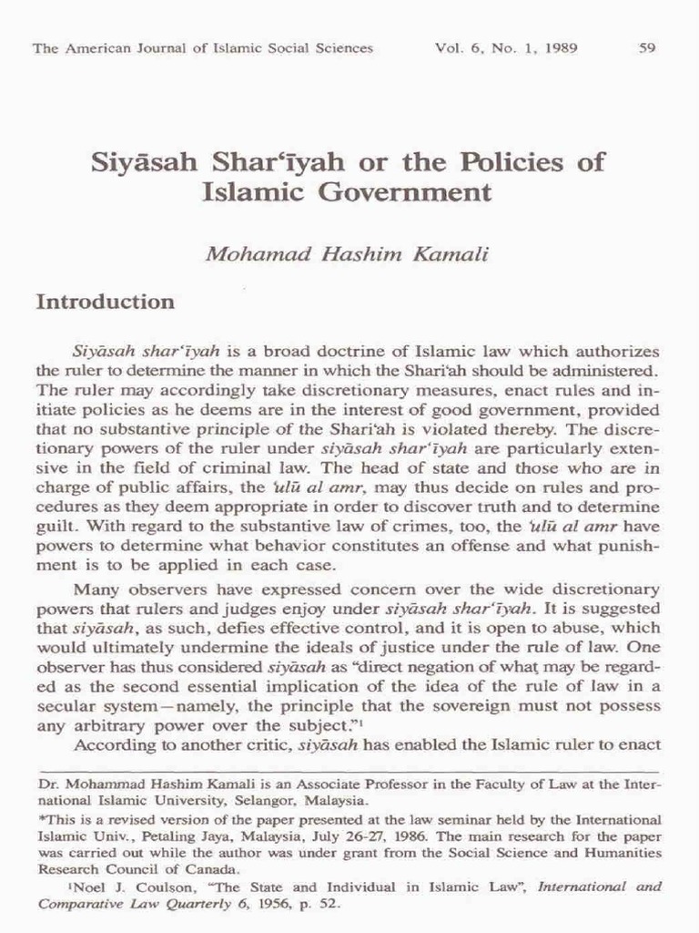 Siyasah Shar'iyyah in Islamic Governance | PDF | Sharia | Muhammad
